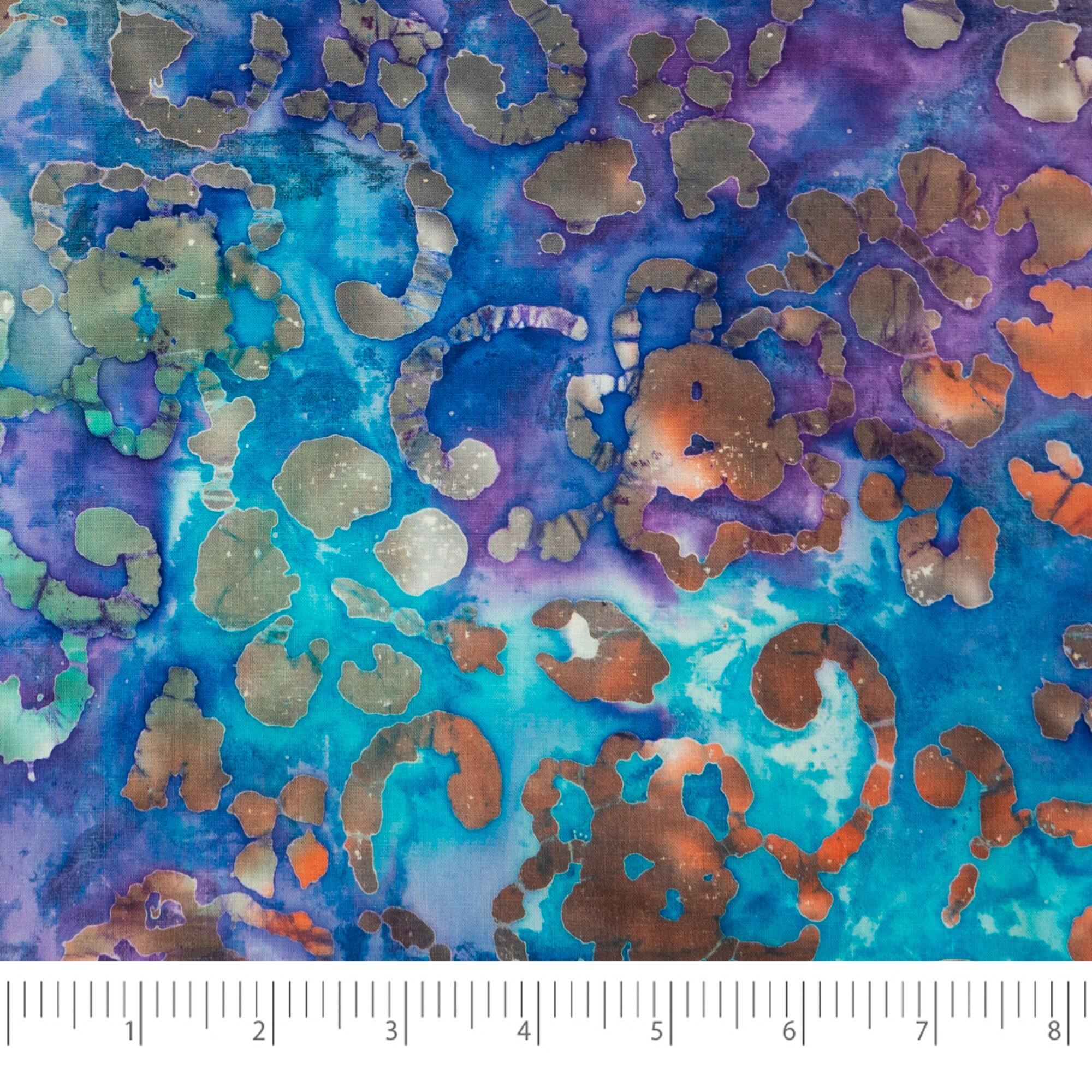 SINGER Batik Green & Purple Flower Cotton Fabric